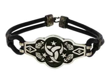 Lederarmband Donner mit gemusterter Silberplatte